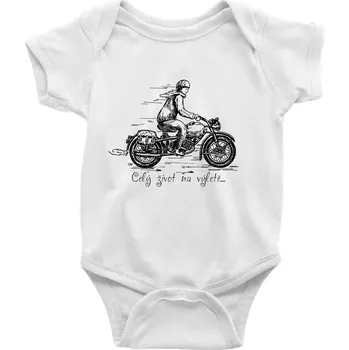 Kojenecký body Celý život na výletě - motorka - Body kojenecké s krátkým rukávem - Krátký r. 12-18 měs ( Bílá )
