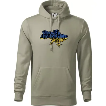 Pánská mikina Ukrajina - jména měst - Evropa - Mikina pánská Cape s kapucí - M ( Light khaki )