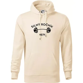 Pánská mikina Silný ročník - Letopočet 1971 - Mikina pánská Cape s kapucí - 5XL ( Mandlová )