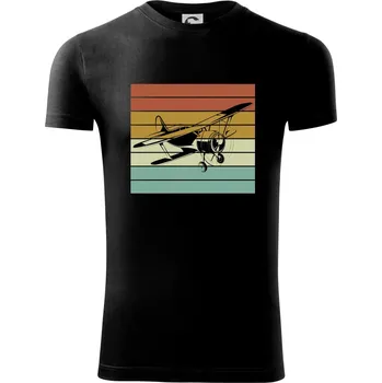 Pánské tričko Vintage letadlo - Viper FIT - Pánské zůžené tričko - S ( Černá )