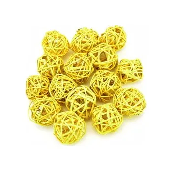 Vánoční dekorace Proutěné dekorační koule žluté, 15 ks, Ø3 cm