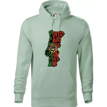 Pánská mikina Mapy - názvy měst - Portugalsko - Mikina pánská Cape s kapucí - 5XL ( Sage )