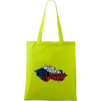 Mapy - názvy měst - Česko - Taška bavlněná - 42 x 38 cm ( Limetková )