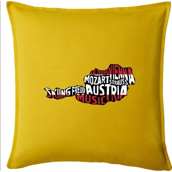 Polštář Mapy - názvy měst - Rakousko - Polštář 50x50 - 50x50 - Pouze potah ( Žlutá )