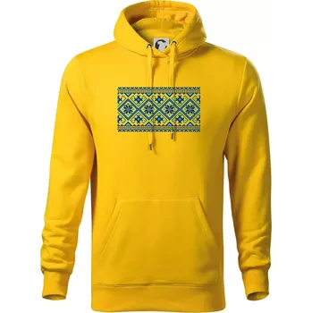 Pánská mikina Ukrajinský vzor - modrý - Mikina pánská Cape s kapucí - XL ( Žlutá )