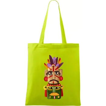 Mayové maska s peřím - Taška bavlněná - 42 x 38 cm ( Limetková )