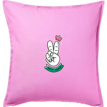 Polštář Victory ruka - not war - Polštář 50x50 - 50x50 - Pouze potah ( Růžová )