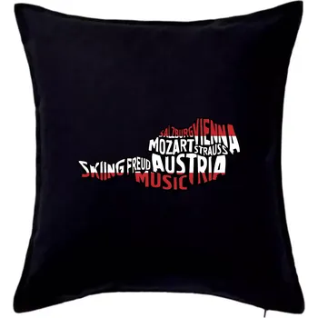 Polštář Mapy - názvy měst - Rakousko - Polštář 50x50 - 50x50 - Pouze potah ( Černá )