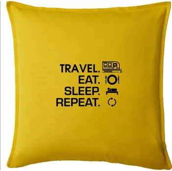 Polštář Eat sleep travel - Velký přívěs - Polštář 50x50 - 50x50 - Pouze potah ( Žlutá )