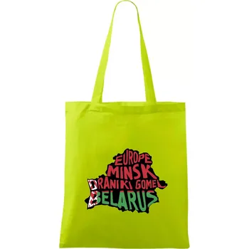 Mapy - názvy měst - Bělorusko - Taška bavlněná - 42 x 38 cm ( Limetková )