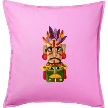 Polštář Mayové maska s peřím - Polštář 50x50 - 50x50 - Včetně výplně ( Růžová )