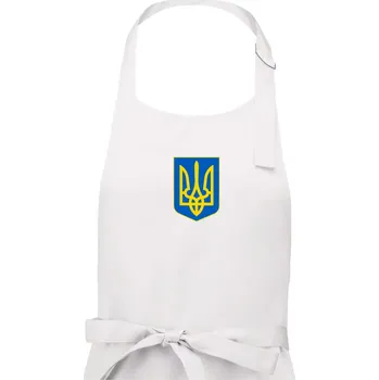 Kuchyňská zástěra Ukrajinské logo barevné malé - Pánská zástěra na vaření - Univerzální velikost ( Bílá )