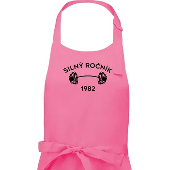 Kuchyňská zástěra Silný ročník - Letopočet 1982 - Dámská zástěra na vaření - Univerzální velikost ( Růžová )
