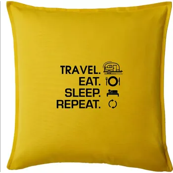 Polštář Eat sleep travel - Malý přívěs - Polštář 50x50 - 50x50 - Pouze potah ( Žlutá )