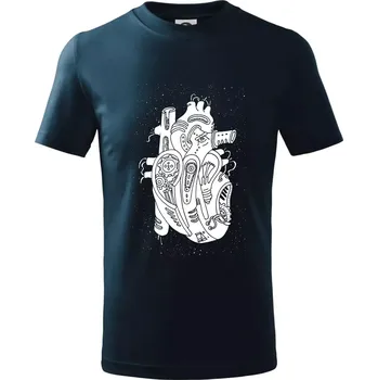 Steampunk lidské srdce - Tričko dětské bavlněné - 98 cm / 2 roky ( Námořní modrá (velmi tmavá - téměř černá) )