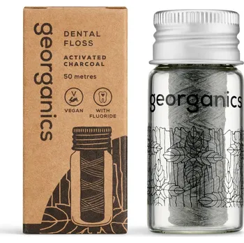 Zubní nit Georganics | Zubní nit s fluoridem - aktivní uhlí síla fluoridu a přírodního uhlí v jedné niti