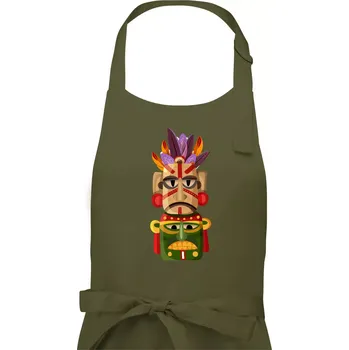 Kuchyňská zástěra Mayové maska s peřím - Pánská zástěra na vaření - Univerzální velikost ( Khaki )