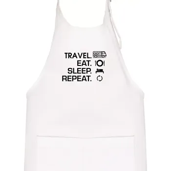 Kuchyňská zástěra Eat sleep travel - Van - Dětská zástěra na vaření - Univerzální velikost ( Bílá )