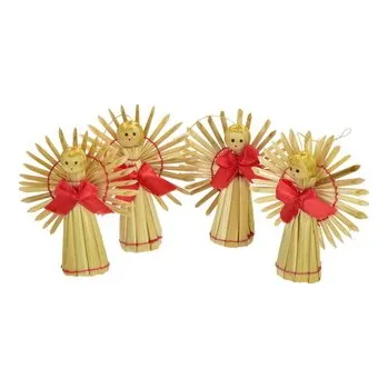 Vánoce Slaměné andílci, 4 ks