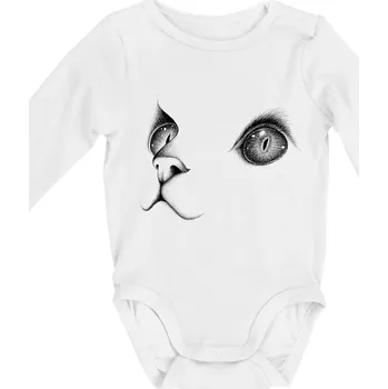 Kočičí oči černé - Body kojenecké s dlouhým rukávem - Dlouhý r. do 3 měs ( Bílá )