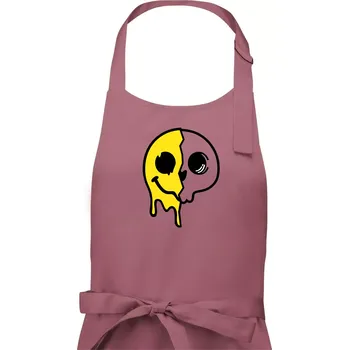 Kuchyňská zástěra Yin & Yang lebka smajlík - Pánská zástěra na vaření - Univerzální velikost ( Starorůžová )