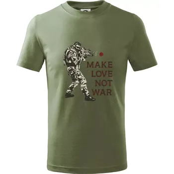 Růže ve zbrani, make love not war - Tričko dětské bavlněné - 122 cm/6 let ( Khaki )