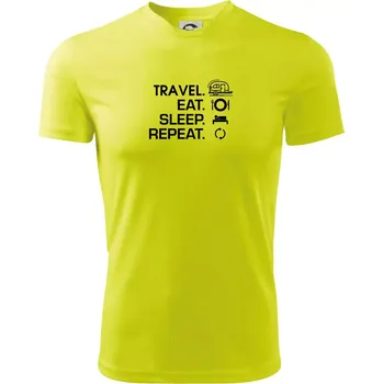Eat sleep travel - Malý přívěs - Pánské triko Fantasy sportovní (dresovina) - 3XL ( Neonově žlutá )