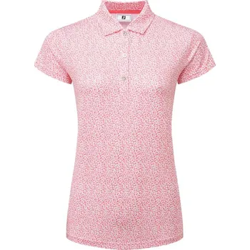 Dámské tričko FootJoy Animal Print Cap Sleeve Lisle dámské polo, růžové dámské, XS
