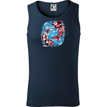 Yin & Yang Koi kapr - červený - Tílko pánské Core - L ( Námořní modrá (velmi tmavá - téměř černá) )