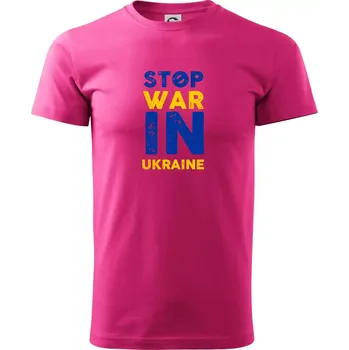 Barevný nápis Stop war in ukraine - Klasické pánské triko vyšší gramáže - XS ( Purpurová )