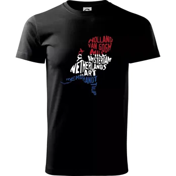 Pánské tričko Mapy - názvy měst - Nizozemí - Triko extra velké (5-8XL) - 7XL ( Černá )