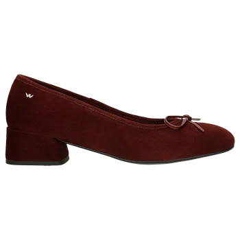 Dámské lodičky Bordové Nízké Lodičky Dámské Ze Semiškové Kůže Wojas 3517566 40