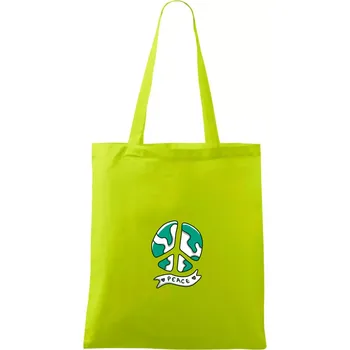 Planeta - Peace symbol - Taška bavlněná - 42 x 38 cm ( Limetková )