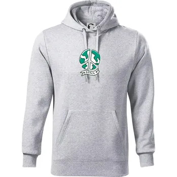 Pánská mikina Planeta - Peace symbol - Mikina pánská Cape s kapucí - 5XL ( Světlešedý Melír )