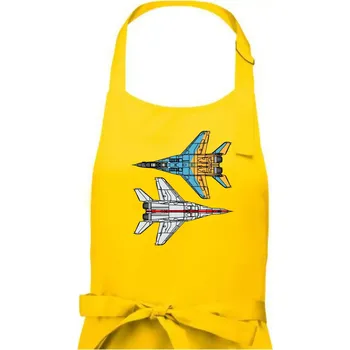 Kuchyňská zástěra Mig 29 Fulcrum ze spoda a ze zhora - Dámská zástěra na vaření - Univerzální velikost ( Žlutá )