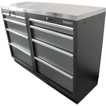 Dílenský stůl Matabro AKČNÍ SET Dílenské skříňky MB-TGC1304 s nerezovou pracovní deskou MB-TGW53S