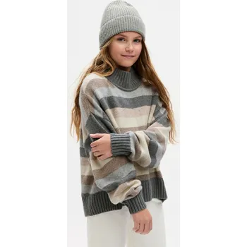 Dívčí oblečení GAP Dívčí Dětský pruhovaný svetr CashSoft GAP Šedá 116/122 (2448047)