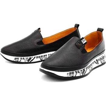 Dámské mokasíny Dámské kožené mokasíny 061-4044 Klop černá Barva: černá, Velikost: 37