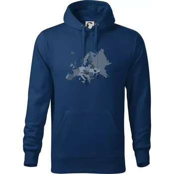 Pánská mikina Mapa Evropy - srdce v Ukrajině - Mikina pánská Cape s kapucí - 4XL ( Půlnoční modrá )