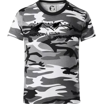 Chlapecké tričko Neznačená stezka je moje stezka - Dětské maskáčové triko - 104-110cm / 3-4 roky ( Šedý maskáč )