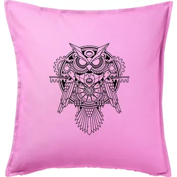 Polštář Steampunk sova černobílá - Polštář 50x50 - 50x50 - Pouze potah ( Růžová )