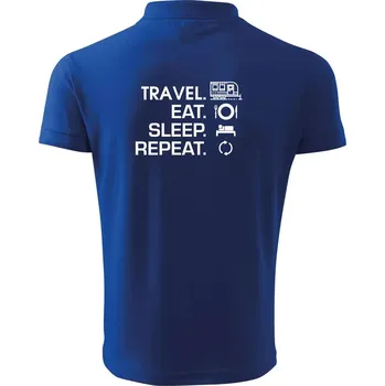 Pánská košile Eat sleep travel - Velký přívěs - Polokošile pánská Pique Polo 203 - 4XL ( Královská modrá )