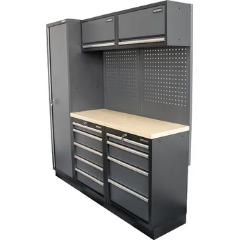 Dílenský stůl Matabro AKČNÍ SET Sestava 5 ks dílenského nábytku SET-CA01026 s dřevěnou pracovní deskou MB-TGW53