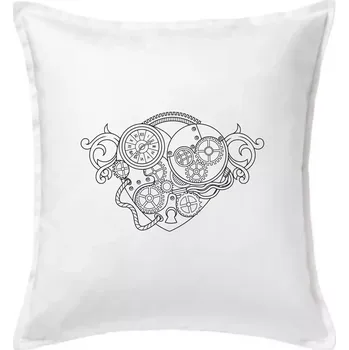 Polštář Steampunk srdce kreslené - Polštář 50x50 - 50x50 - Pouze potah ( Bílá )