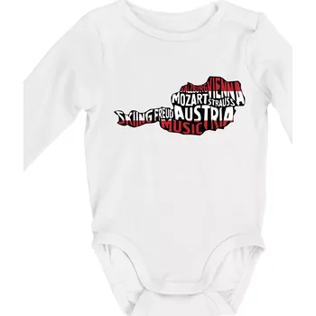 Kojenecký body Mapy - názvy měst - Rakousko - Body kojenecké s dlouhým rukávem - Dlouhý r. do 3 měs ( Bílá )