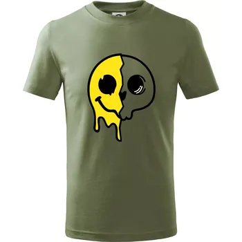 Chlapecké tričko Yin & Yang lebka smajlík - Tričko dětské bavlněné - 134 cm/8 let ( Khaki )