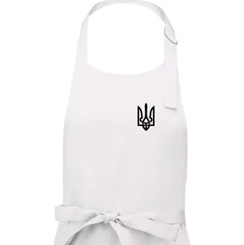 Kuchyňská zástěra Ukrajina trojzubec prso - Dámská zástěra na vaření - Univerzální velikost ( Bílá )
