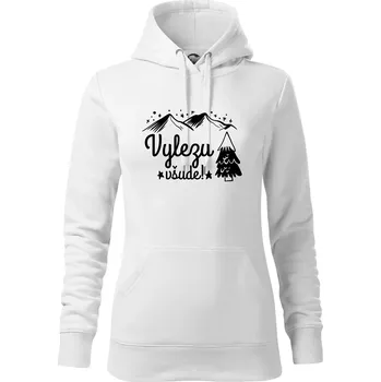 Dámská mikina Vylezu všude - hory - Mikina dámská Cape s kapucí - 2XL ( Bílá )