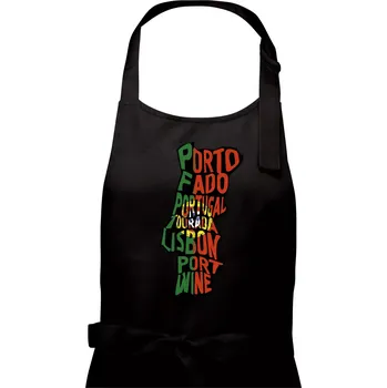 Kuchyňská zástěra Mapy - názvy měst - Portugalsko - Dámská zástěra na vaření - Univerzální velikost ( Černá )