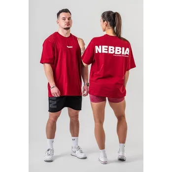 Pánské tričko Nebbia Oversized tričko GYM ESSENTIALS 381 - DARK RED - L